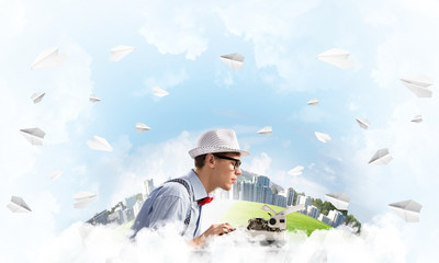 Fototapeta premium Creative inspiration of young writer.