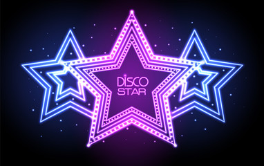 Neon sign of disco star