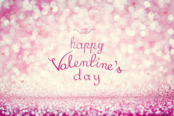 HAPPY VALENTINE'S DAY writing on pink background