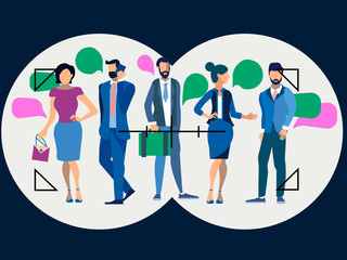 Metaphor of employee search in minimalist style. Cartoon Vector