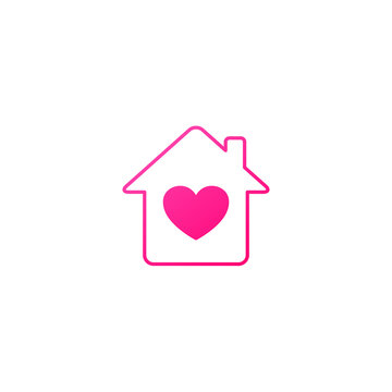 House with heart, home, family vector icon