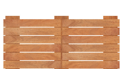 Brown wooden fence isolated on white background with parallel plank old. Object with clipping path