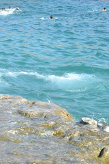 The incredible seascaping view of beach with blue sea in morocco in summer