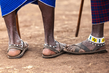 Fototapeta na wymiar african massai in shoes