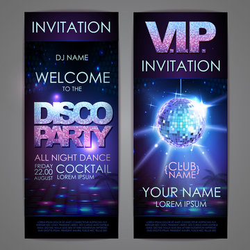 Set of disco background banners. Disco party poster