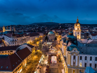 Aerial photo of Advent in Pecs, Hungary