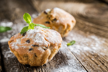 Homemade muffins with raisins