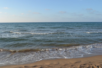 The incredible seascaping view of beach with blue sea in morocco in summer