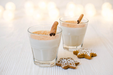 Christmas Milk Cocktail Eggnog with Spice and Gingerbread.