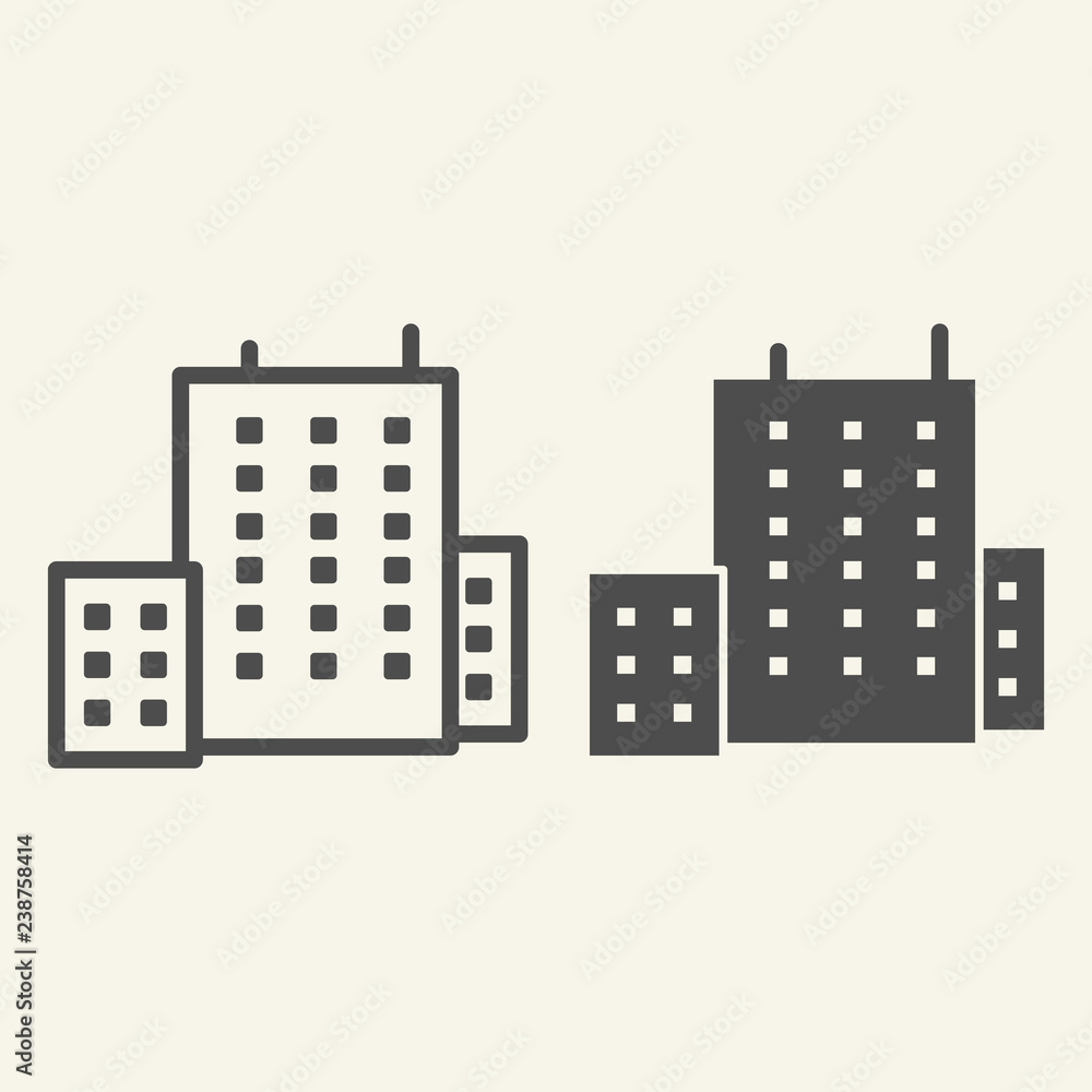 Poster office building line and glyph icon. architecture vector illustration isolated on white. home outlin