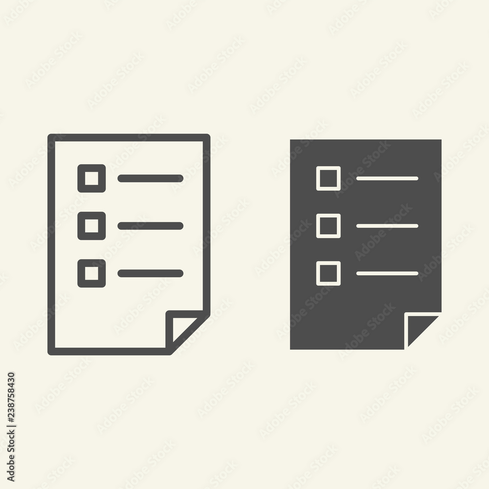 Poster checklist line and glyph icon. list vector illustration isolated on white. document outline style de