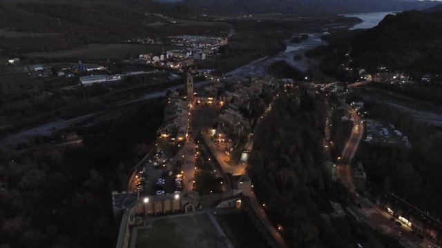Ainsa. Village of Huesca. Aragon ,Spain. 4k Drone Video