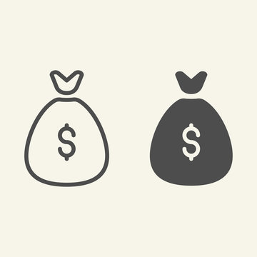 Money bag line and glyph icon. Investment vector illustration isolated on white. Savings outline style design, designed for web and app. Eps 10.