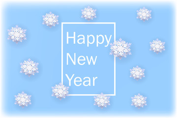 Happy New Year 2019. Christmas banner with snowflakes. Vector illustration with falling snow.