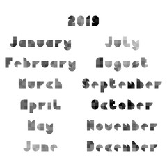 Vector Calendar 2019 Months Flat Geometric Style