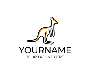 Kangaroo animal linear, logo design. Wildlife, nature, wild, vector design and illustration