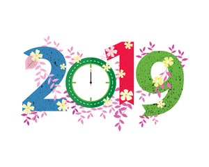 2019 Happy New Year creative design for your greetings card, flyers, invitation, posters, brochure, banners, calendar. Vector illustration eps 10