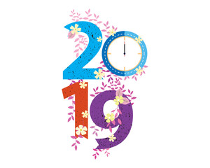 2019 Happy New Year creative design for your greetings card, flyers, invitation, posters, brochure, banners, calendar. Vector illustration eps 10
