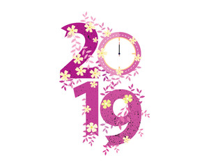 Fototapeta premium 2019 Happy New Year creative design for your greetings card, flyers, invitation, posters, brochure, banners, calendar. Vector illustration eps 10