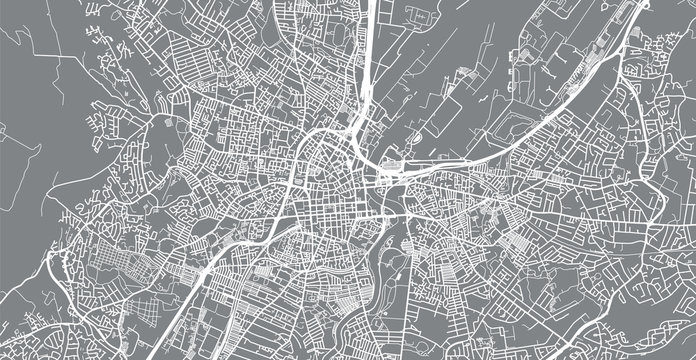 Urban Vector City Map Of Belfast, Ireland