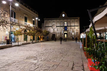 Fototapeta na wymiar National Museum of Medieval and Modern Art of Basilicata by night, Palazzo Lanfranchi, Matera, Italy