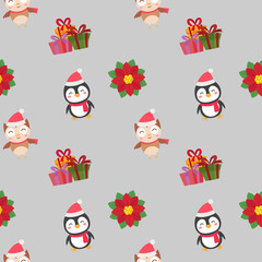 flat christmas cute characters pattern