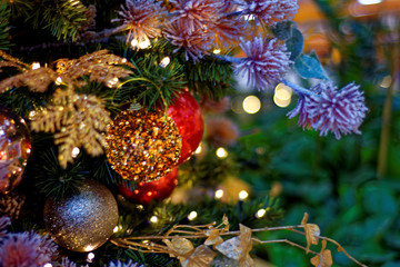 beautiful Christmas garlands and toys