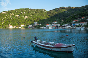 Fototapeta na wymiar Boat at Prozurska luka on island Mljet in Croatia