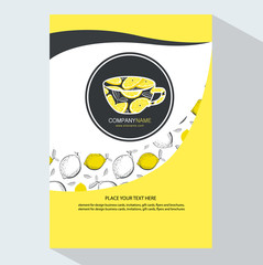 creative business brochure template with lemon  tea , vector illustration