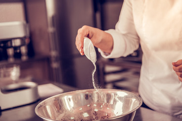 Close up of a bag with vanilla powder