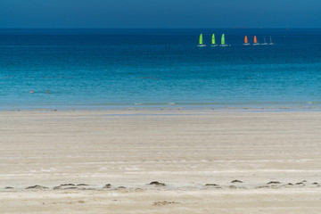 wind surfers, beach and sea