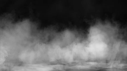 Foto op Plexiglas Mist en neveleffect op zwarte achtergrond. Rook textuur © Victor