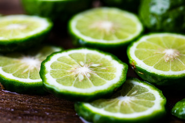 Fototapeta na wymiar organic citrus lime slice for hair herbal treatment use 