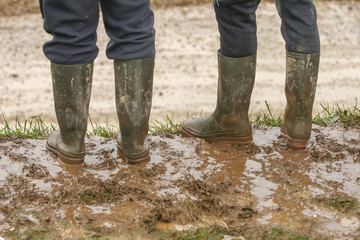 People in mud