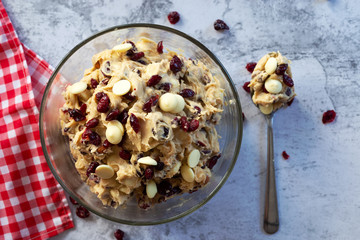 soft baked cranberry white chocolate cookies dough