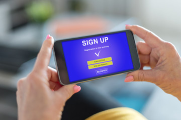 Sign up concept on a smartphone