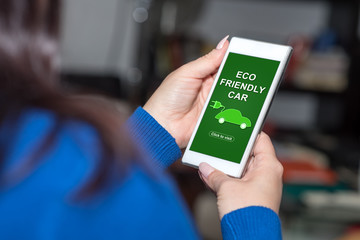 Eco friendly car concept on a smartphone