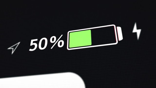Smart phone or tablet battery life decreasing time lapse. 