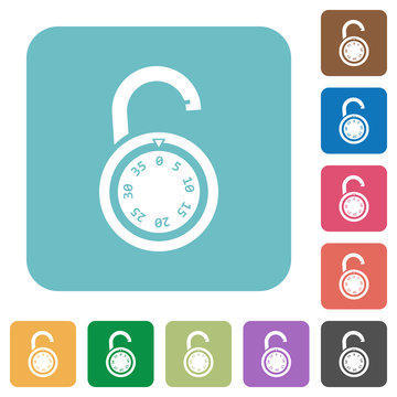 Unlocked round combination lock rounded square flat icons