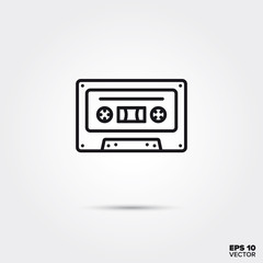 Music cassette vector line icon