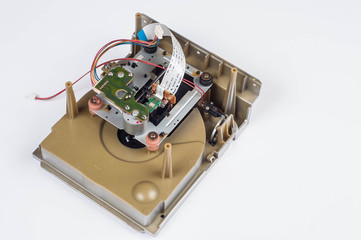 mechanism for reading music from a disc in an old radio