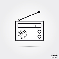 Portable radio vector line icon