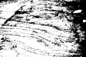 Black on white scratched texture. Timber board surface. Distressed vector overlay for vintage effect.