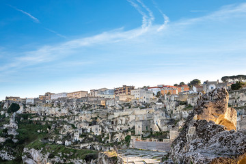 Fototapeta na wymiar glimpse of Sasso Caveoso in Matera, Basilicata, italy