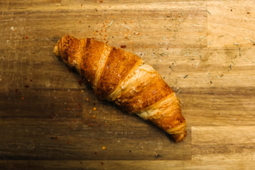 Fresh french croissant on the table