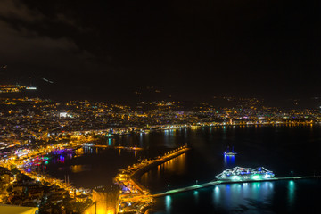 View into Alanya at night. Alanya. Antalya province. Turkey.