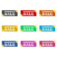 Summer sale sticker, sign, logo, color set