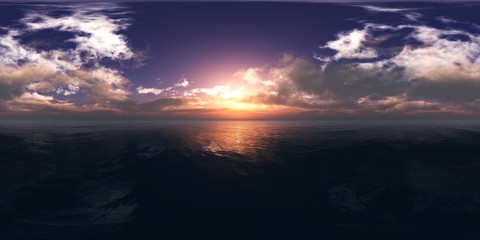 Obraz premium Seascape beautiful panorama, HDRI, environment map , Round panorama, spherical panorama, equidistant projection 