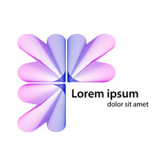 Logotype, abstract shape with lots of blending lines and gradient color. Vector illustration.