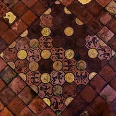 Fototapeta na wymiar Old medieval floor tiles pattern texture